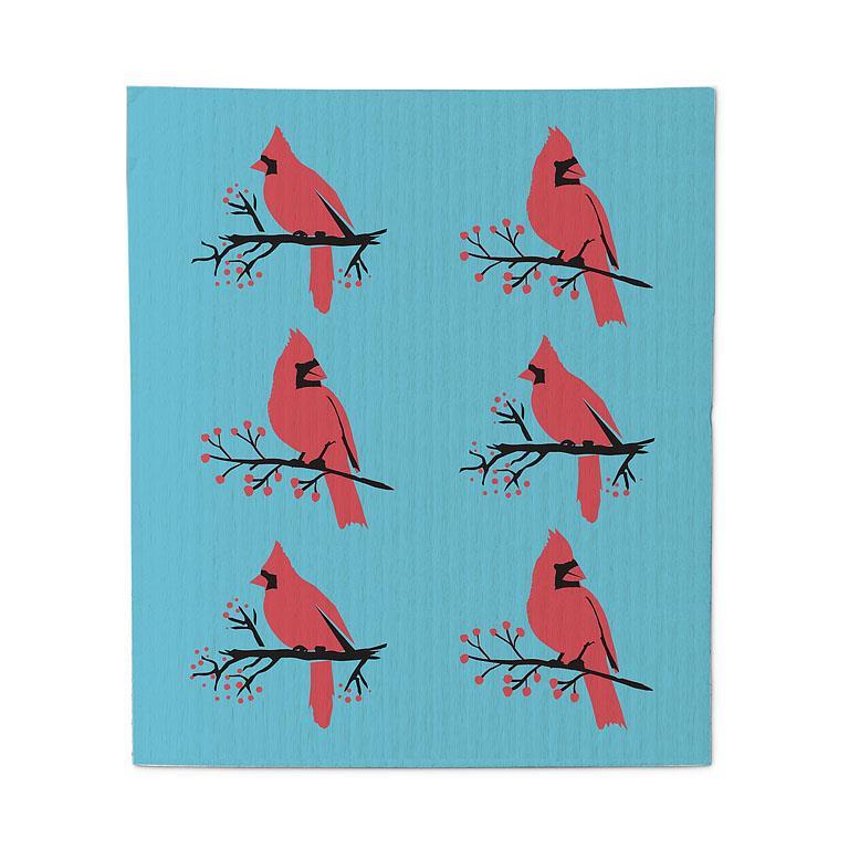 Lavette suédoise avec Cardinal sur branche - Ensemble de 2