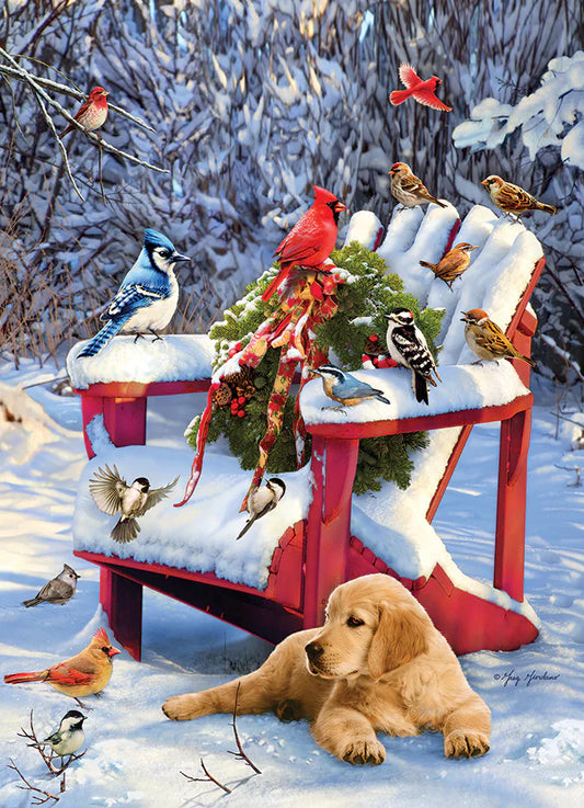 Casse-tête 1000 morceaux - Chaise Adirondack et chien