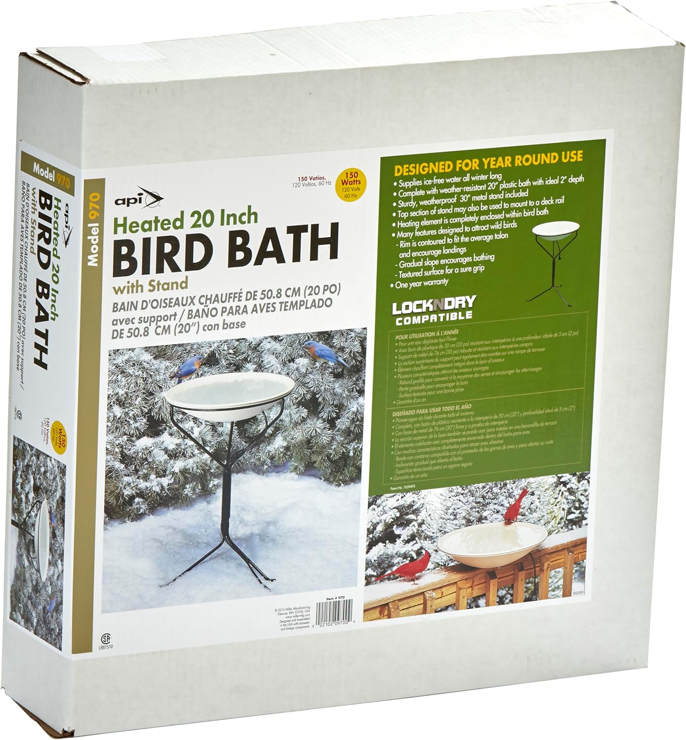 Bain chauffant 20'' avec support en métal