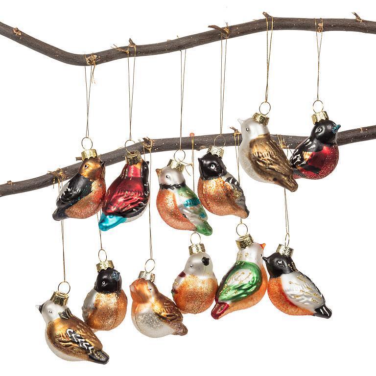 Boules de Noël - ensemble de 12 oiseaux