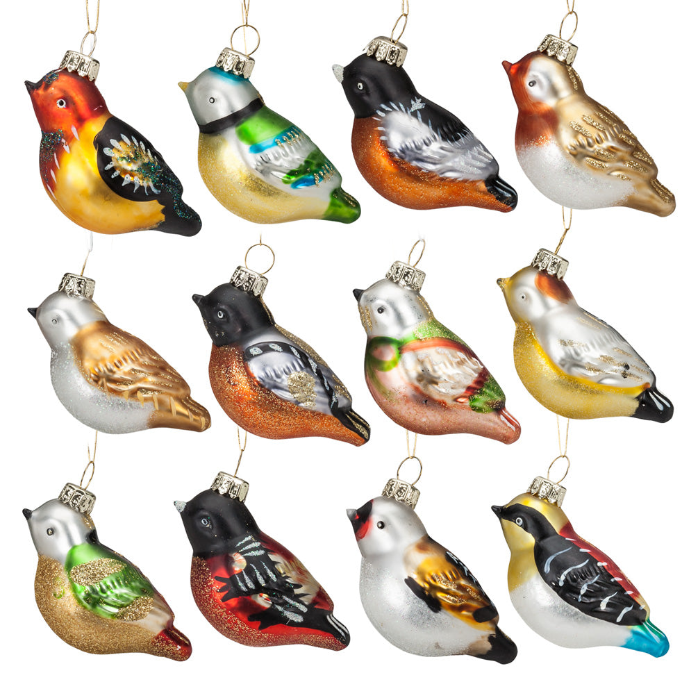 Boules de Noël - ensemble de 12 oiseaux