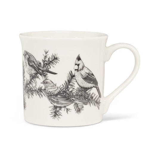 Tasse avec oiseaux noir et blanc