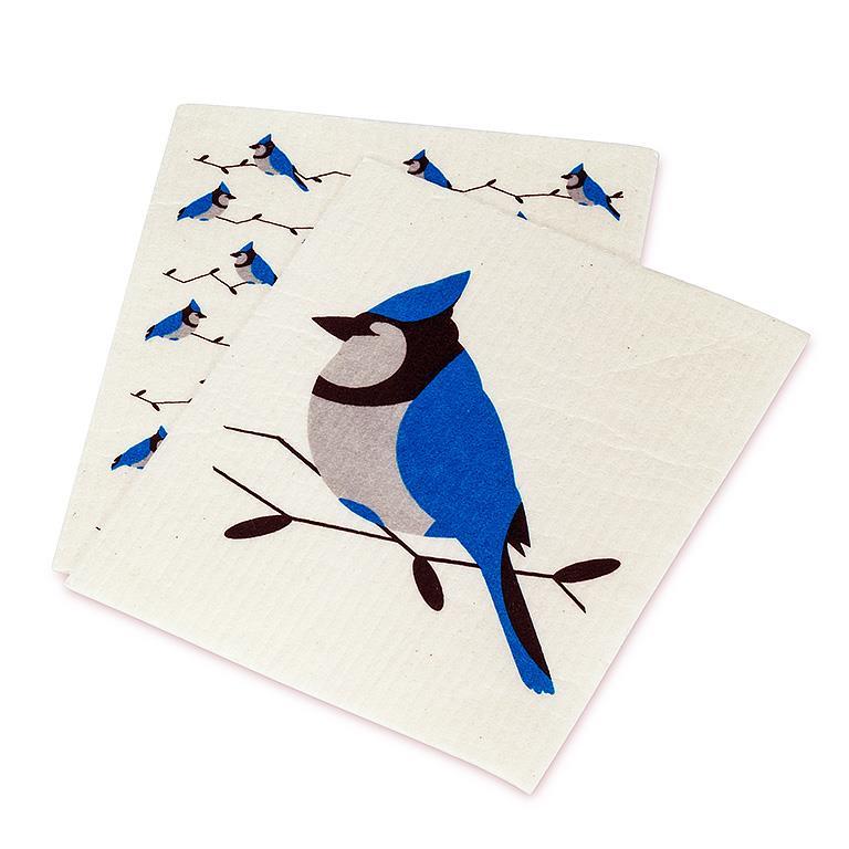 Lavette suédoise avec Geai Bleu - Ensemble de 2
