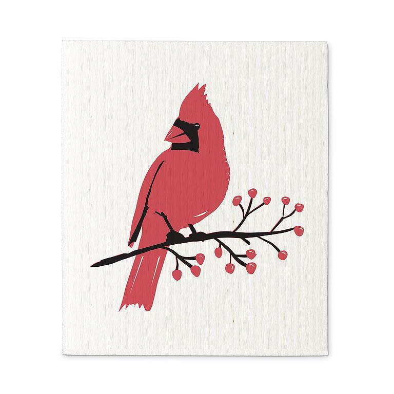Lavette suédoise avec Cardinal sur branche - Ensemble de 2