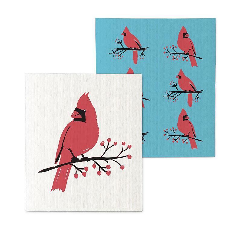Lavette suédoise avec Cardinal sur branche - Ensemble de 2
