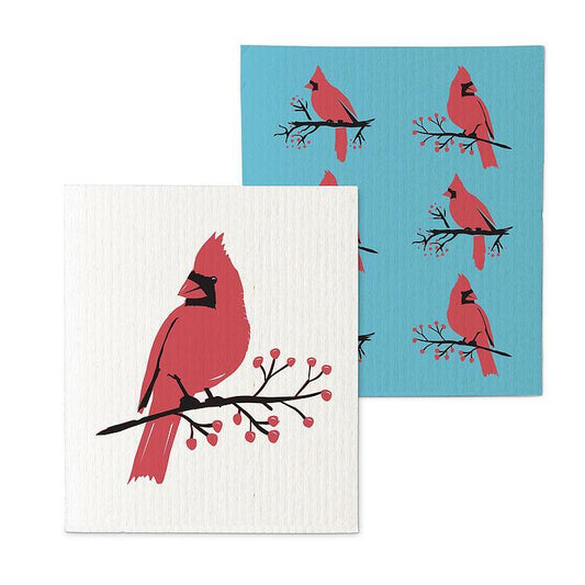 Lavette suédoise avec Cardinal sur branche - Ensemble de 2