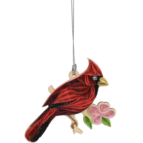 Décoration de cardinal en bois