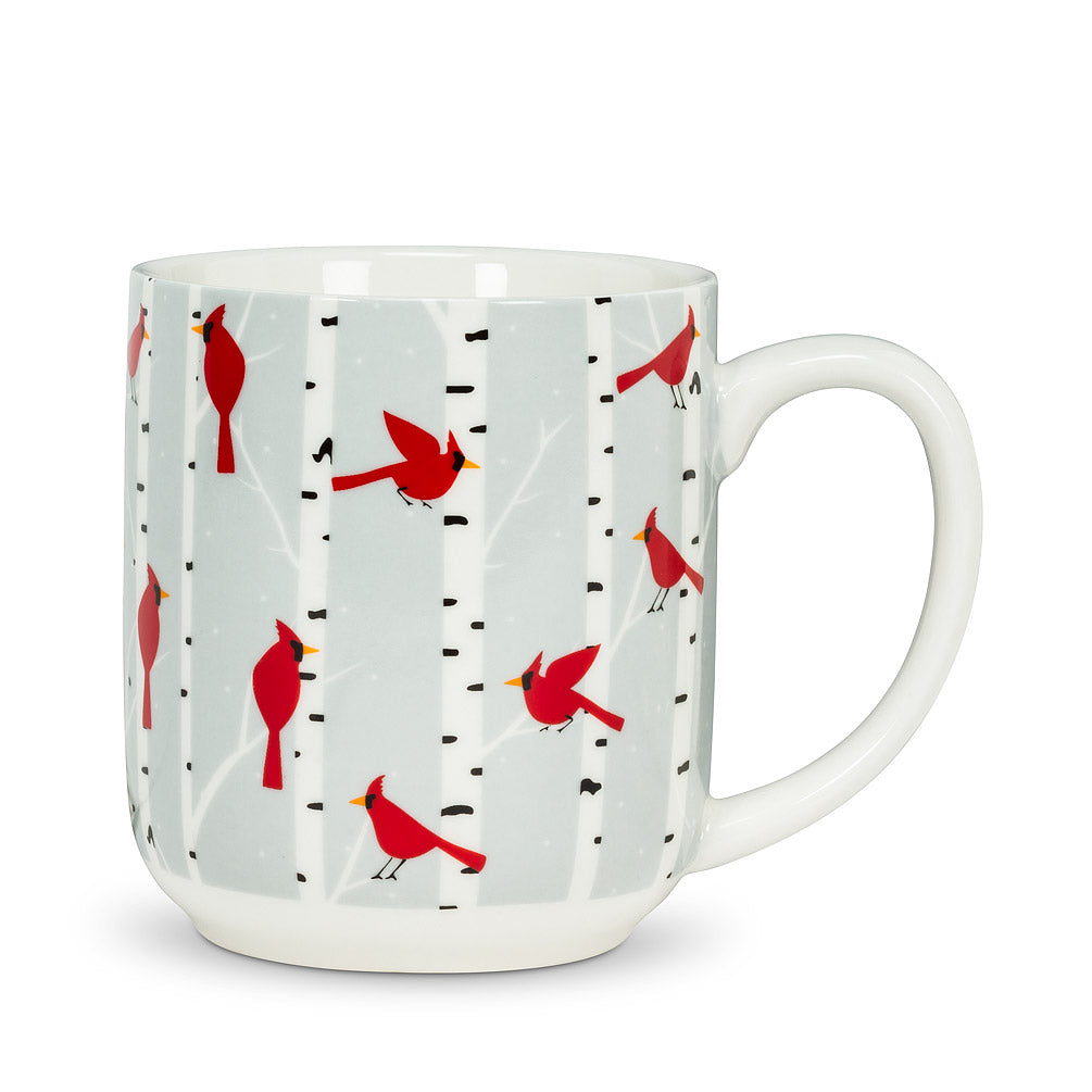 Tasse cardinaux et bouleaux