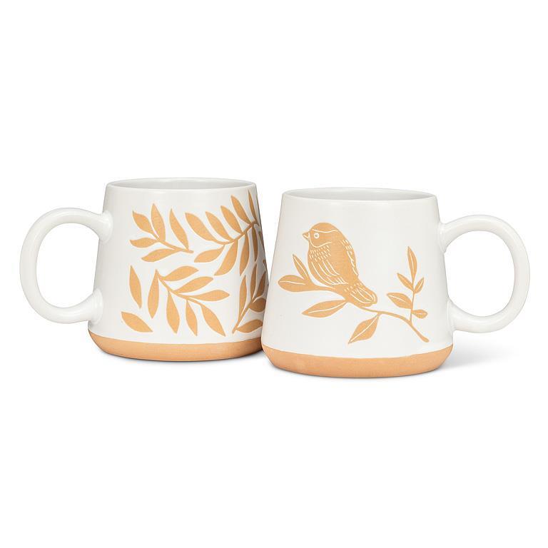 Grande tasse avec oiseau et branche