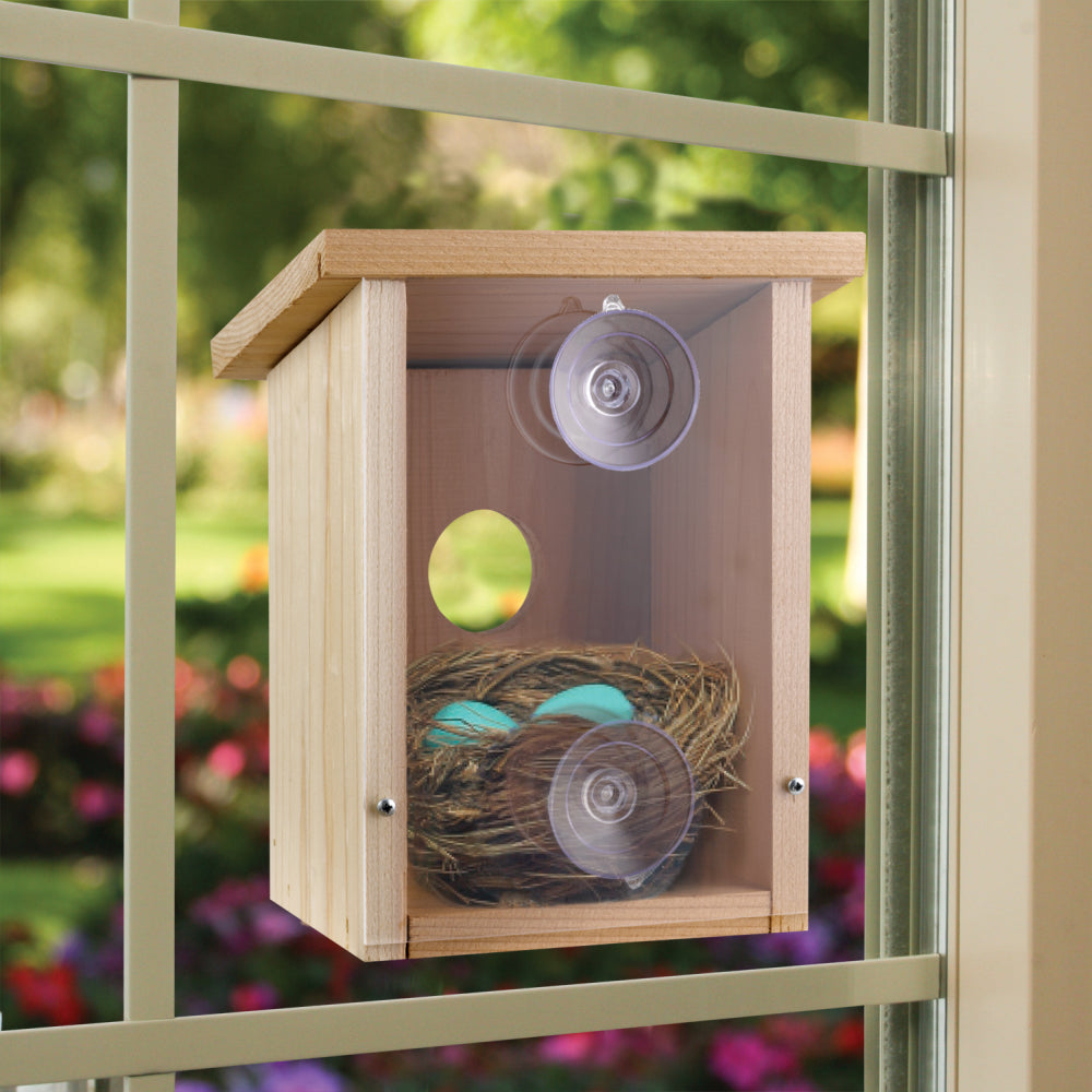 Nichoir pour fenêtre avec pellicule miroir