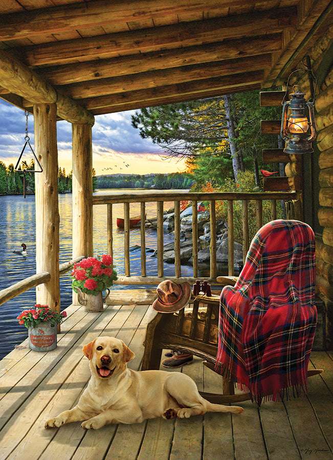 Casse-tête 1000 morceaux - Labrador et chalet