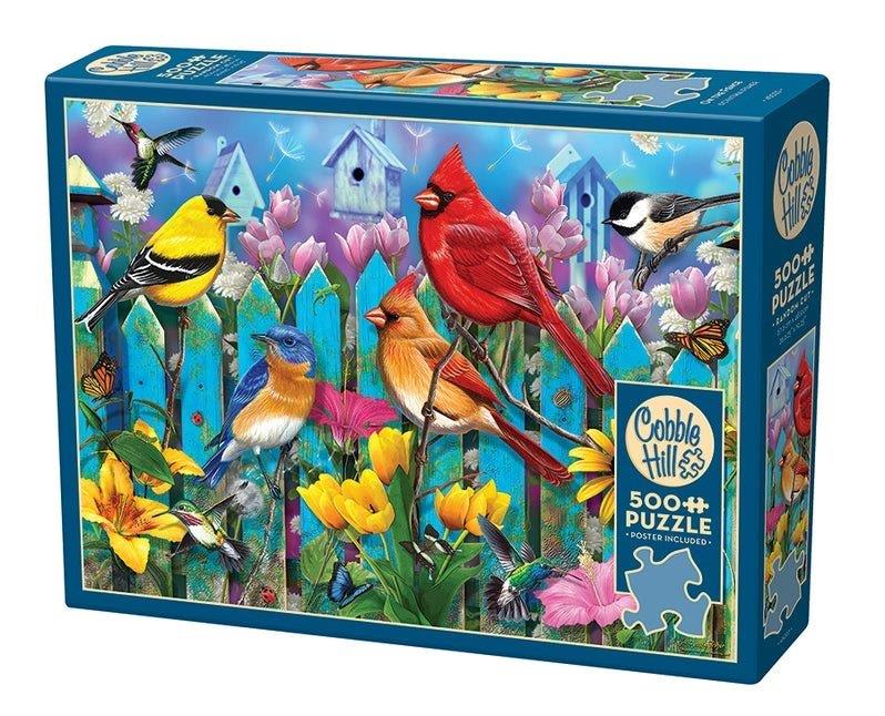 Casse-tête 500 morceaux - Oiseaux sur clôture bleue
