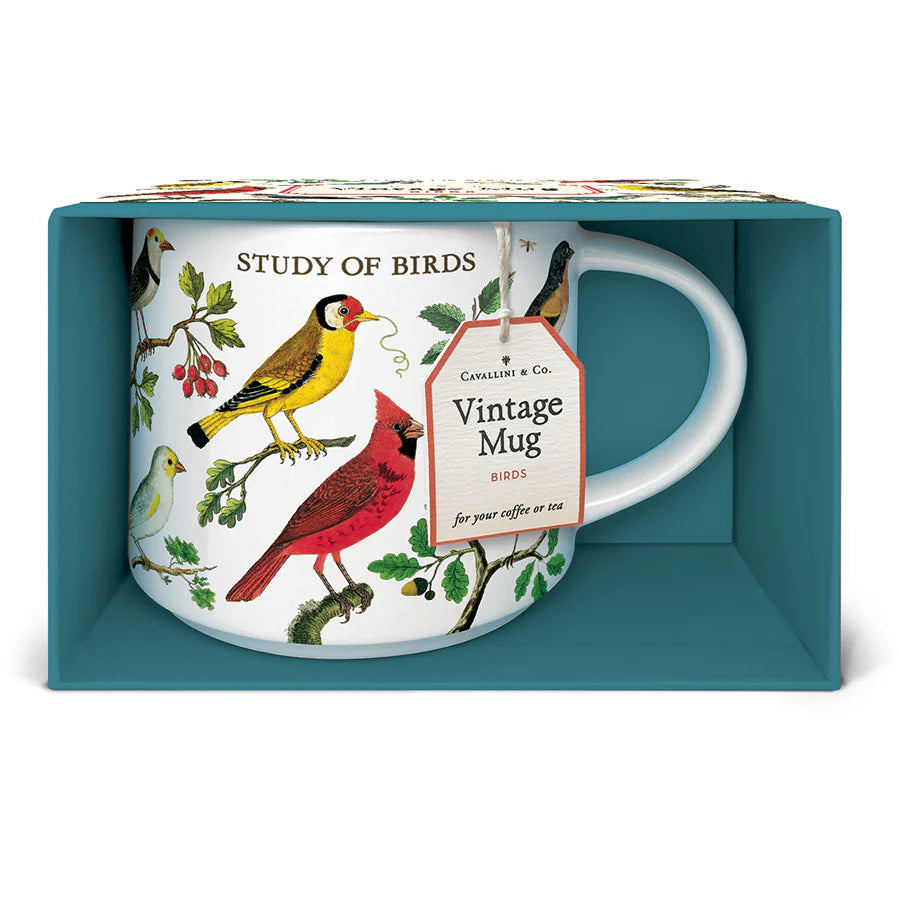 Tasse avec oiseaux à l'ancienne