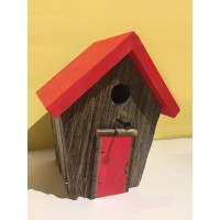 Nichoir en bois de grange avec toit rouge