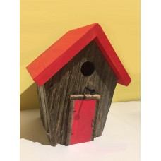 Nichoir en bois de grange avec toit rouge