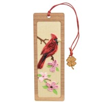 Male Cardinal Hand Quilled Bookmark