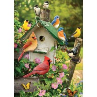Puzzle 35 pieces - Birds around the Birdhouse