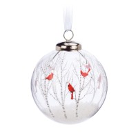 Boule de Noël Cardinal et bouleaux
