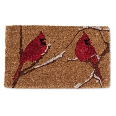 Cardinal on snowy branch Doormat