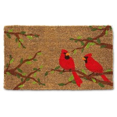 Cardinals on leafy branch Doormat