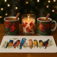 Coffret Cadeau – Cardinaux sur branche (table & ambiance)