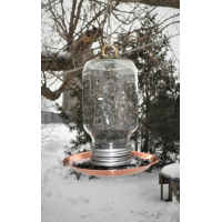 Mason Jar feeder with copper roof