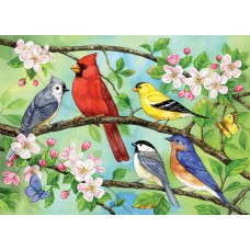 Casse-tête 350 morceaux - Oiseaux du jardins et fleurs